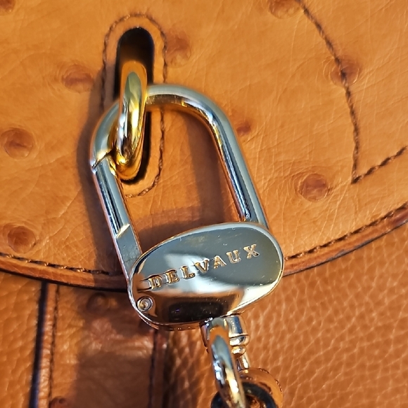 Delvaux Ostrich Leather Elegant Tan Leather Women's Bag - Picture 2 of 8
